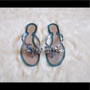 Valentino Cerulean Rockstud Bow Sandals 38/7-7.5